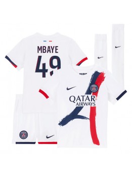 Paris Saint-Germain Ibrahim Mbaye #49 Replika Borta Kläder Barn 2025-26 Kortärmad (+ byxor)